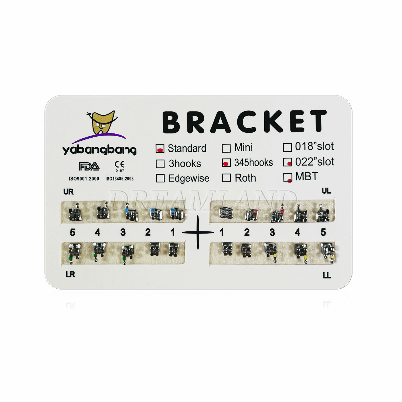 Dental Orthodontic Bracket Braces Standard MBT 022 345 Hooks Metal CE FDA