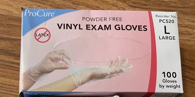 ProCure Vinyl Exam Gloves Powder Free Latex Free 100 Ct. Size Large