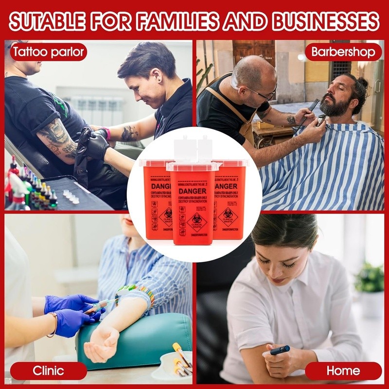 Durable 3-Pack Portable Sharps Disposal Containers Safe Medical Waste Collection