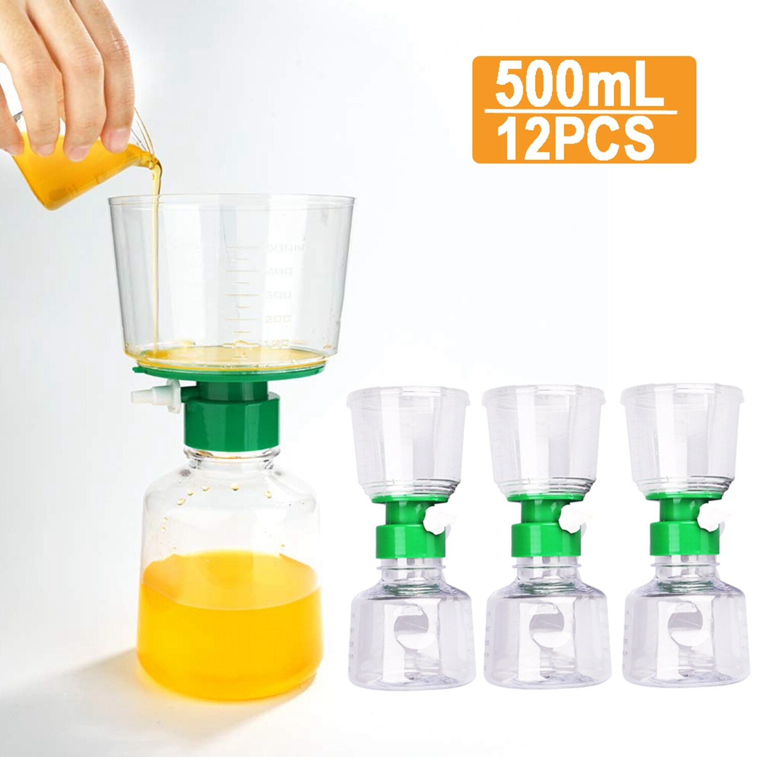 12PCS 500ml Vacuum Filter Unit Sterile PES Membrane 0.22μm Replace w/Millipore