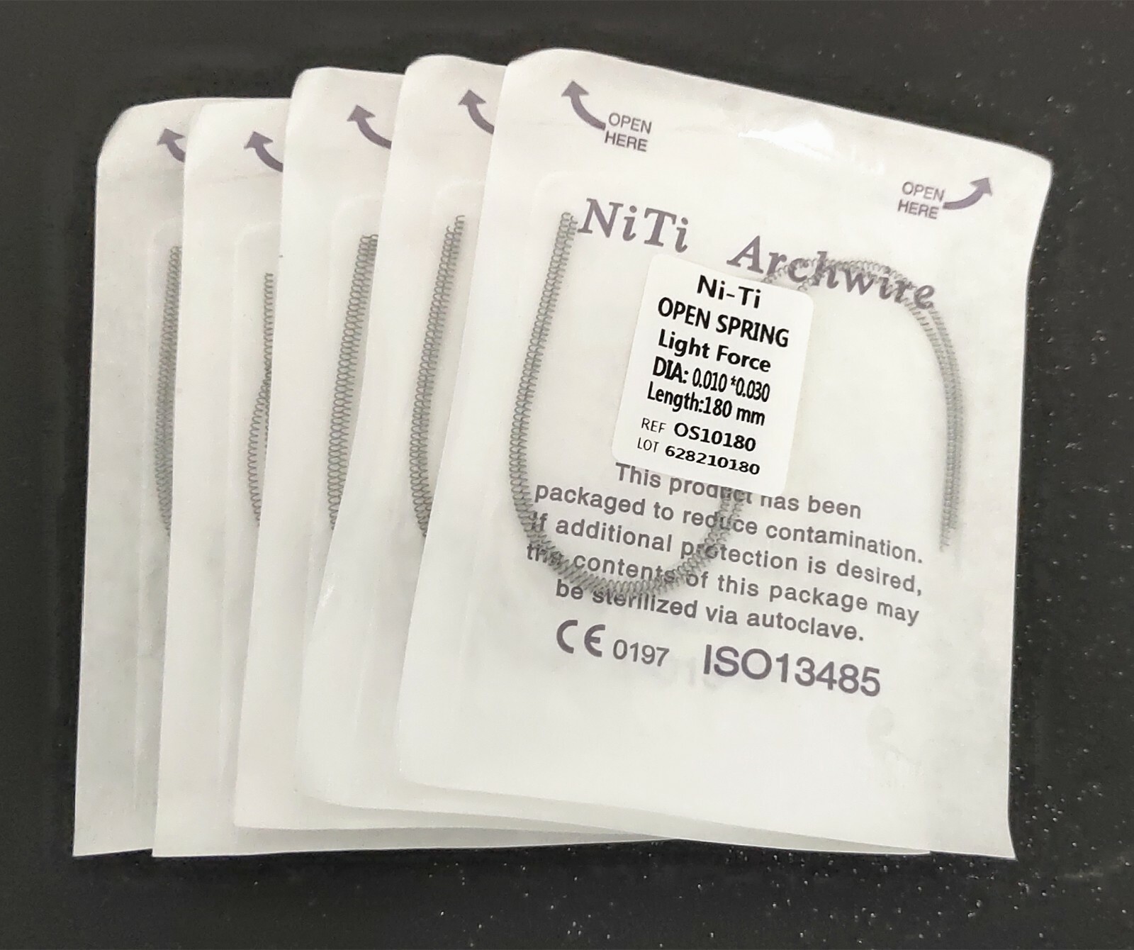 5 Packs 010*180mm Dental Niti Alloy Open Coil Spring Light Force 2pcs/Pack