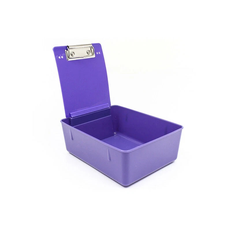 5 Pcs Lab Dental Plastic Working Case Pan Tray With Stainless-Steel Clip Holder