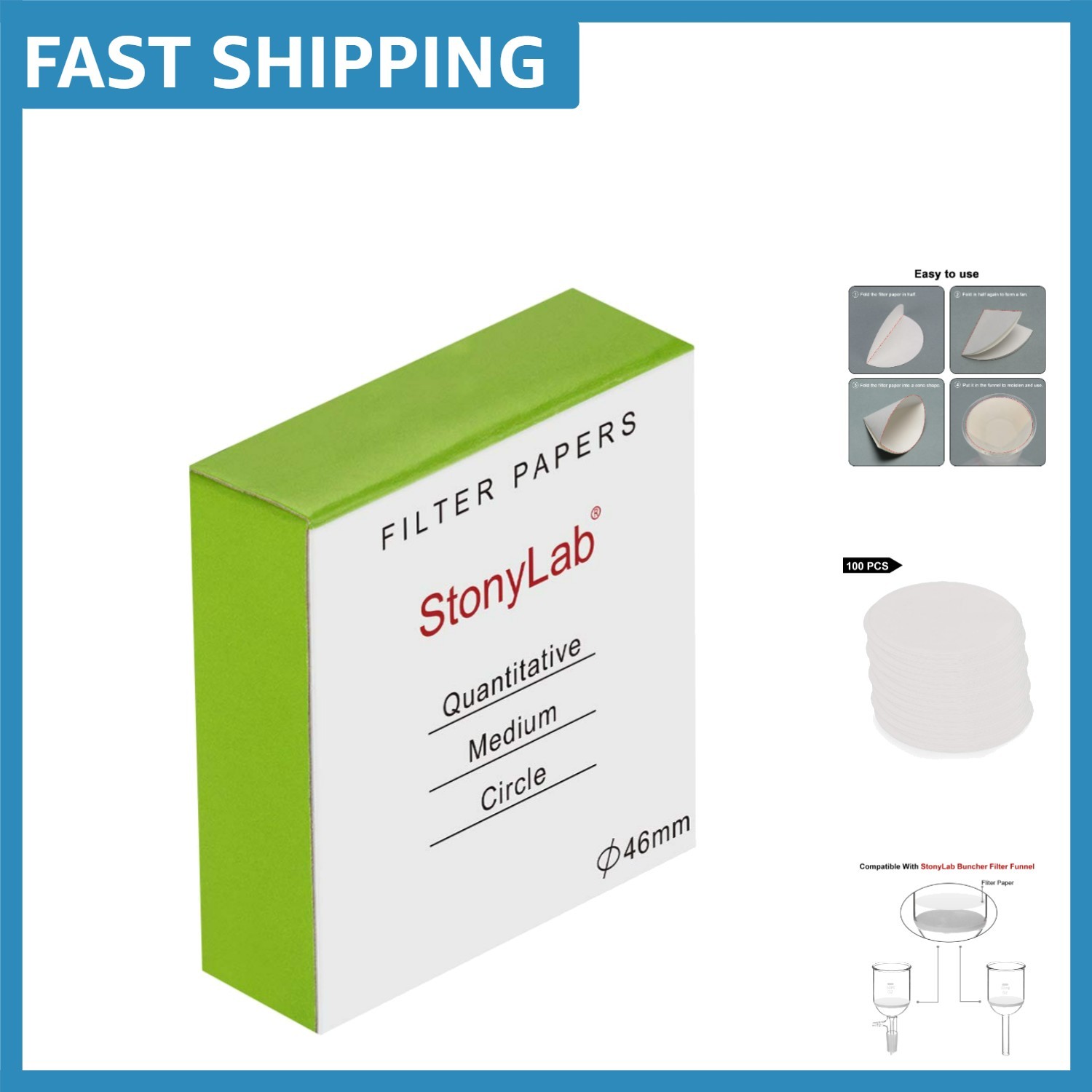 Efficient 20 Micron Filter Paper Circles – 46mm for Rapid Filtration, 100 Sheets