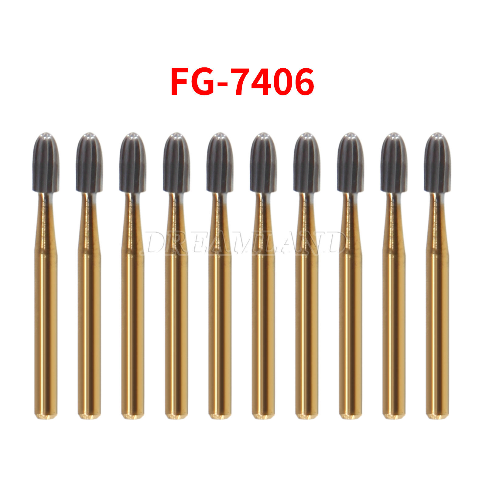 Egg Football Dental Gold Tungsten Carbide Burs Trimming& Finishing Shape FG 7406