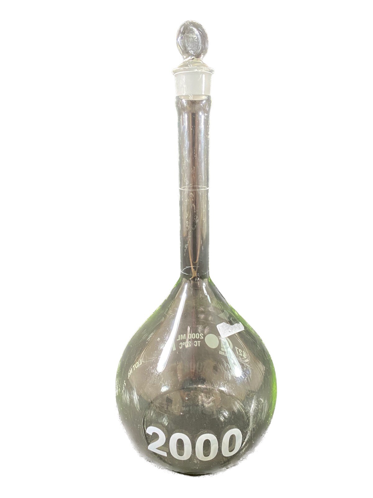 CHEMGLASS 2000mL Class A Volumetric Flask With Glass Stopper #27 CG-1600-10