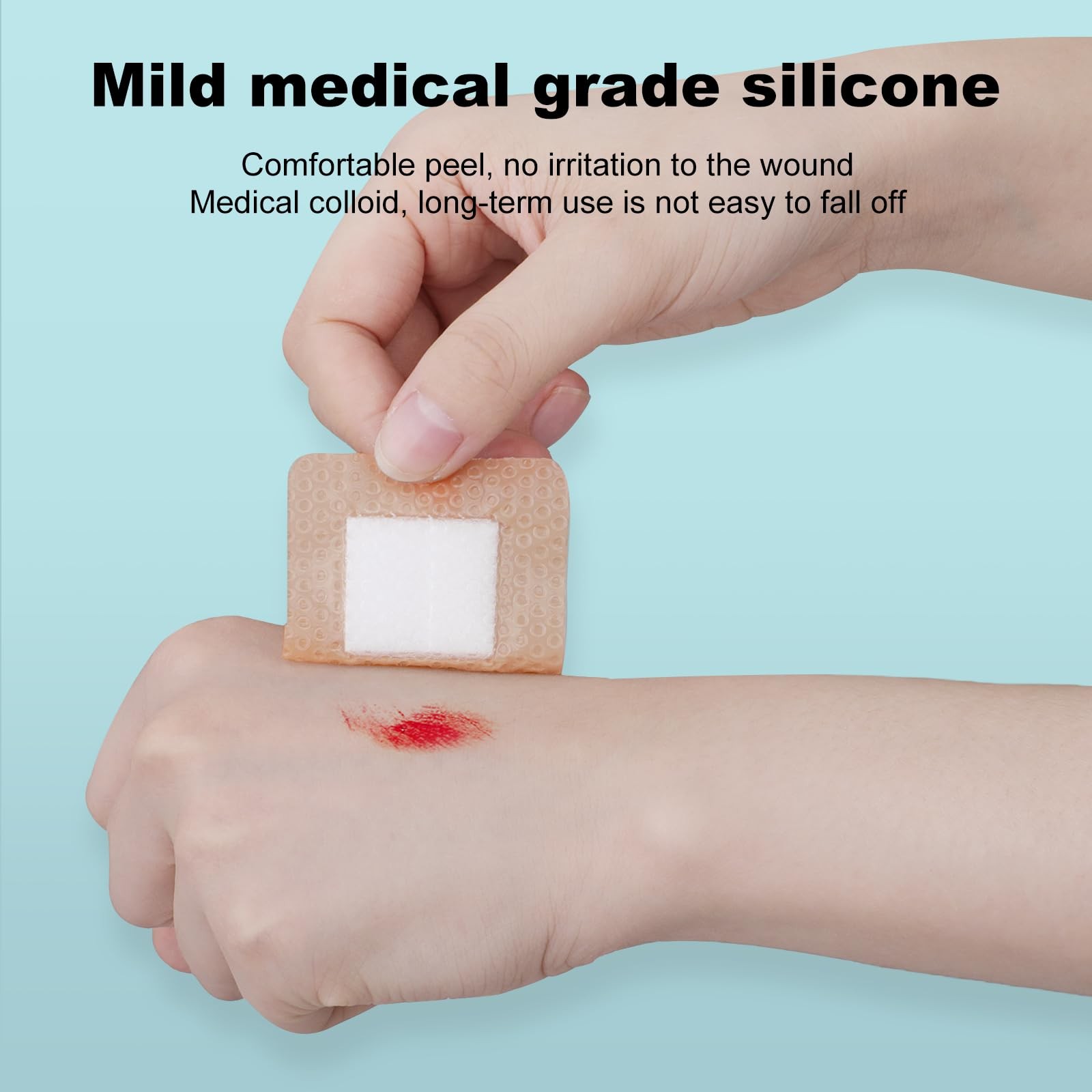 40 Pcs Silicone Foam Dressing 2×2 Gentle 2»x2» (40 Packs), Complexion