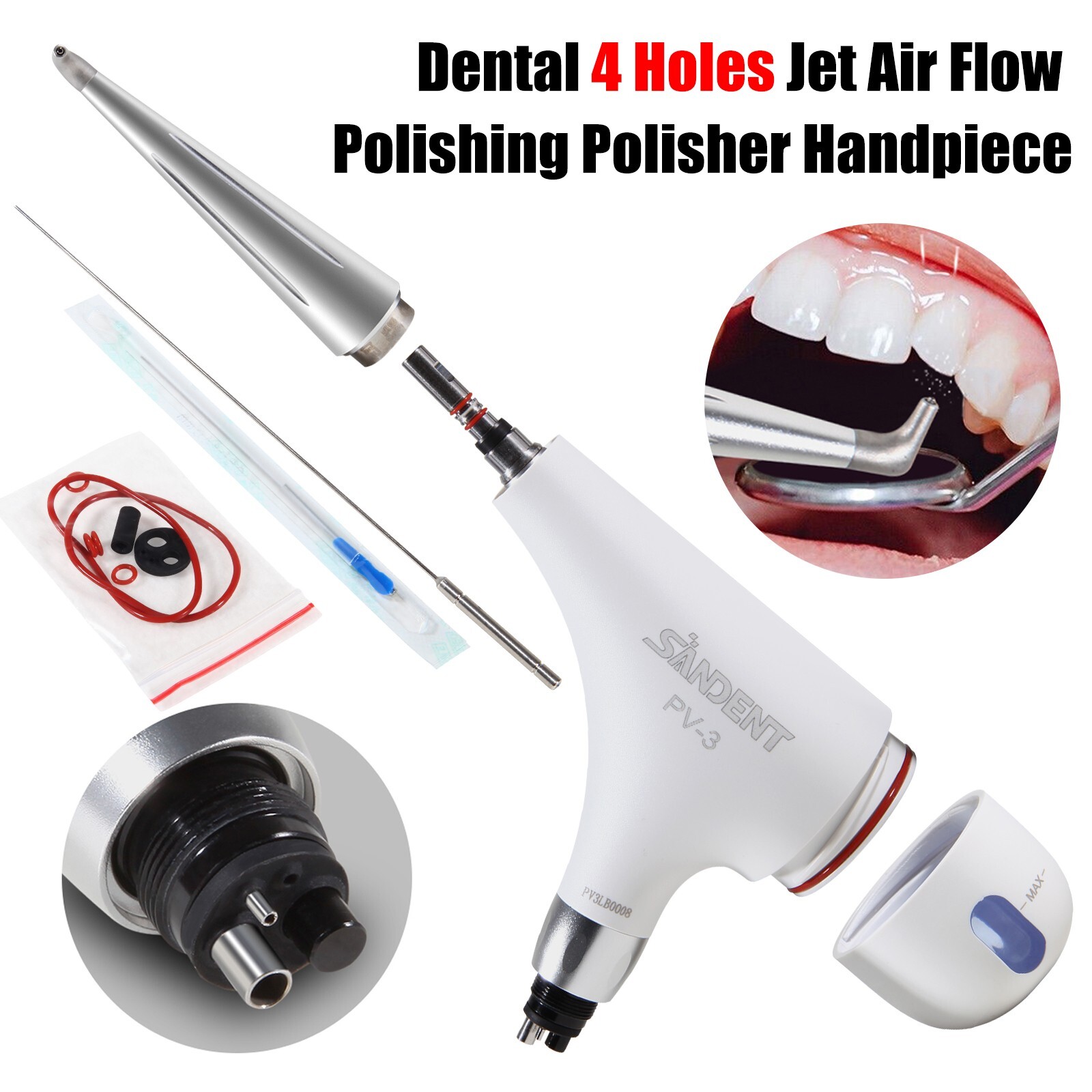 Dental Aluminum Oxide Micro Blaster Air Polisher Abrasion Microetcher 4Holes