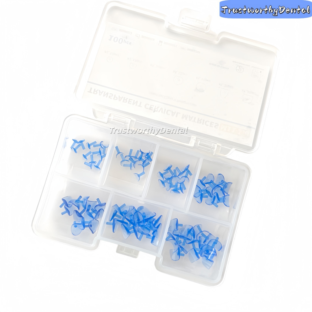 Dental Matrix Forms Cervical Transparent Blue Matrices Handle Class V Cure-Thru