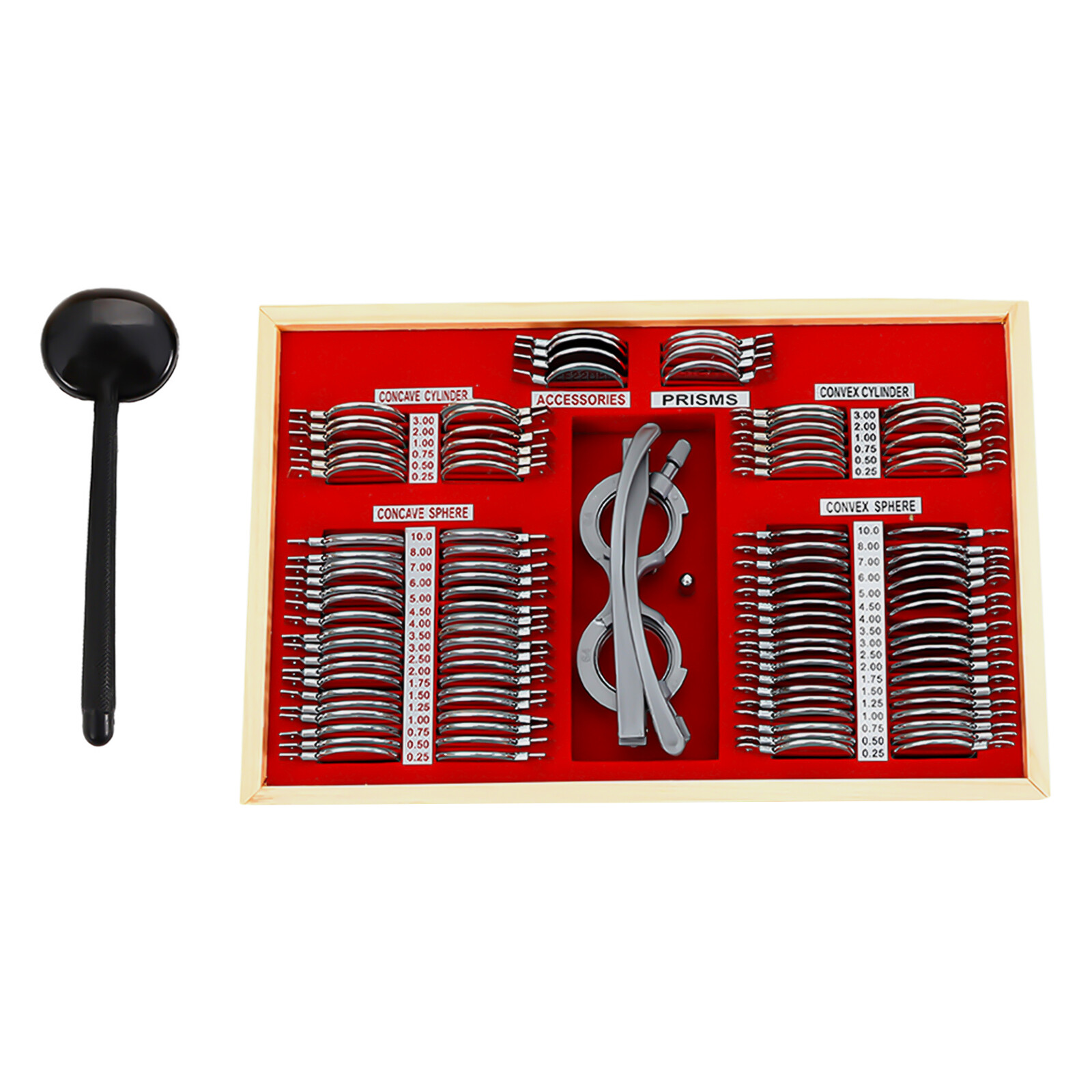 104pcs Optometry Optical Trial Lens Kit Test Metal Trial Frame Set w/Case Box