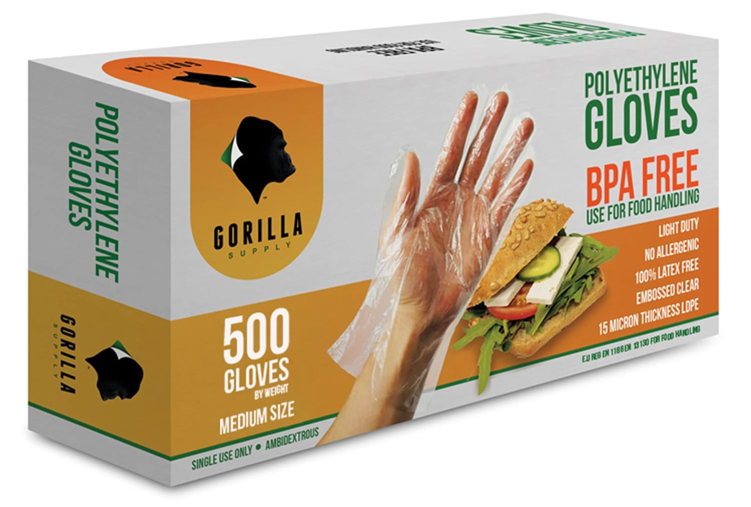 500 BPA Free Premium Disposable Gloves Poly PE LDPE Plastic for Kitchen Food Han
