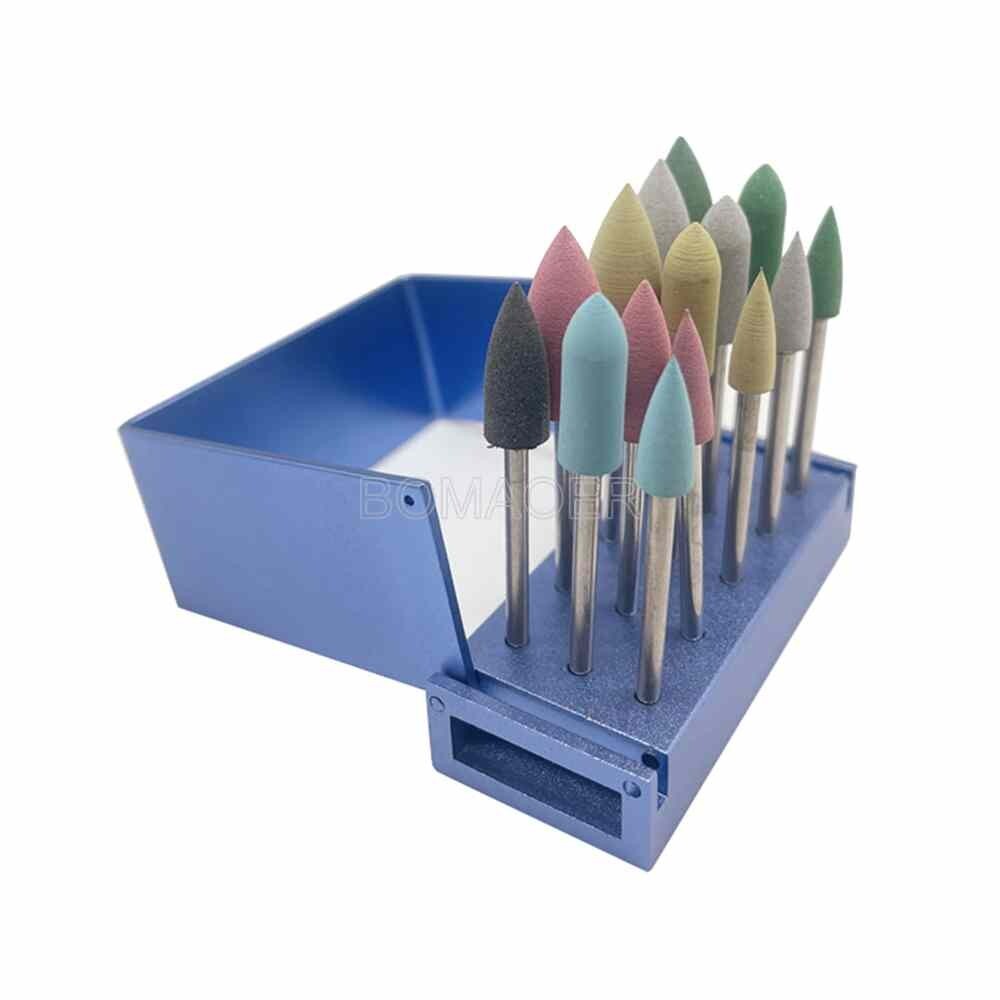 1×Dental 15 Hole Burs Holder Autoclavable polishing brush cup Block For HP Blue