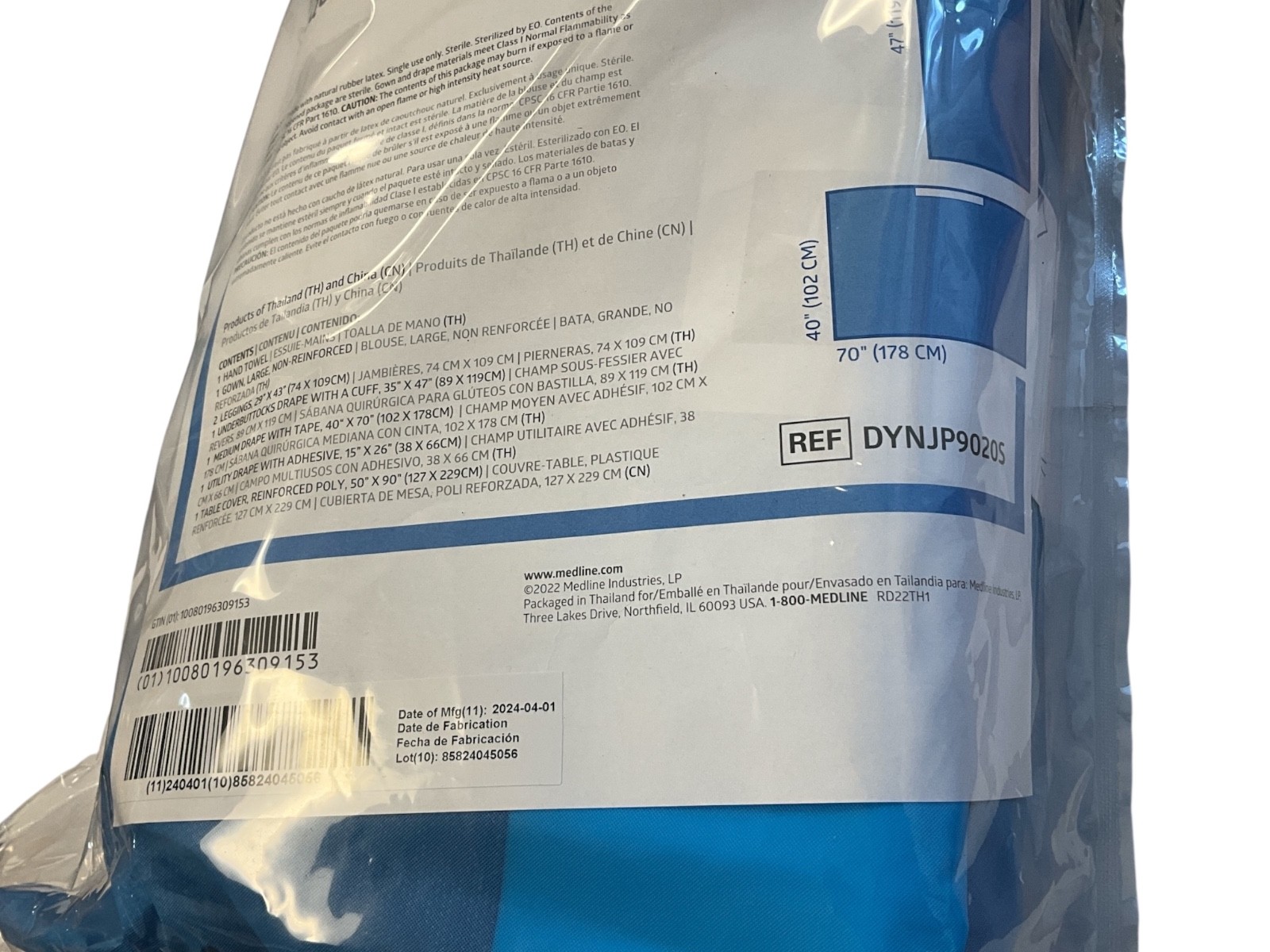 Medline DYNJP9020S Sirus Lithotomy Pack III Sterile Surgical Pack Level 3 Gown