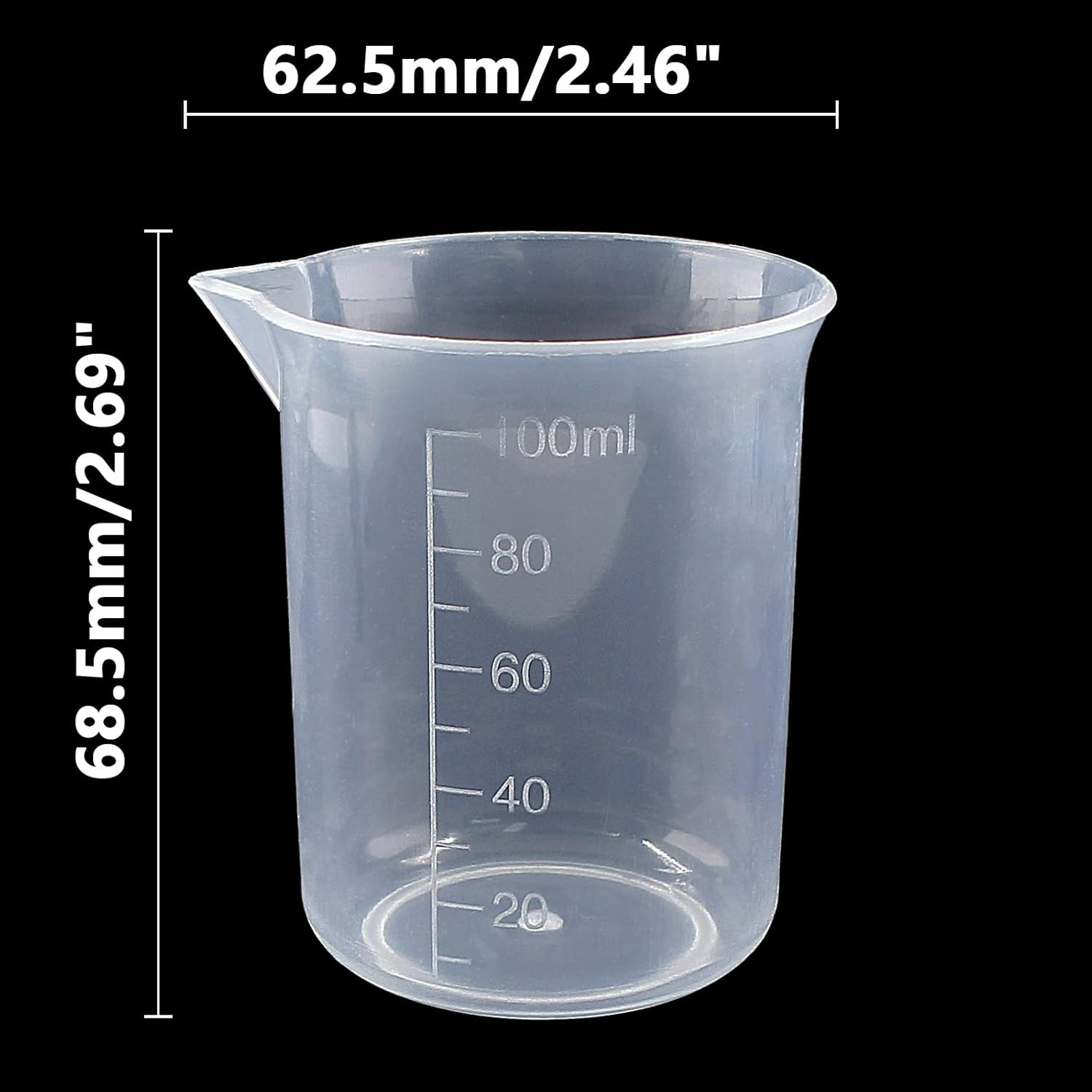 100ml/3.4oz Plastic Graduated Beaker (3 Pack), Transparent PP Measuring Cup M…