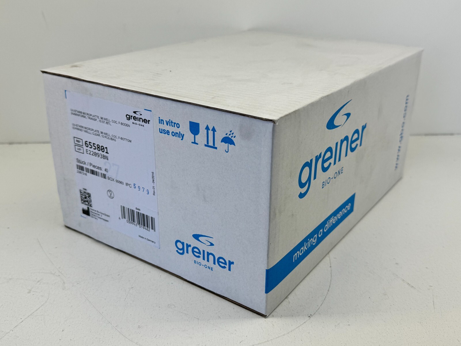 (Case/40) Greiner Bio-One 655801 UV-Star COC F-Bottom Chimney 96-Well Microplate