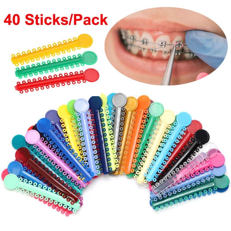 Dental OrthoElastic Ligature Ties Rubber Bands Single/Double Assorted Color