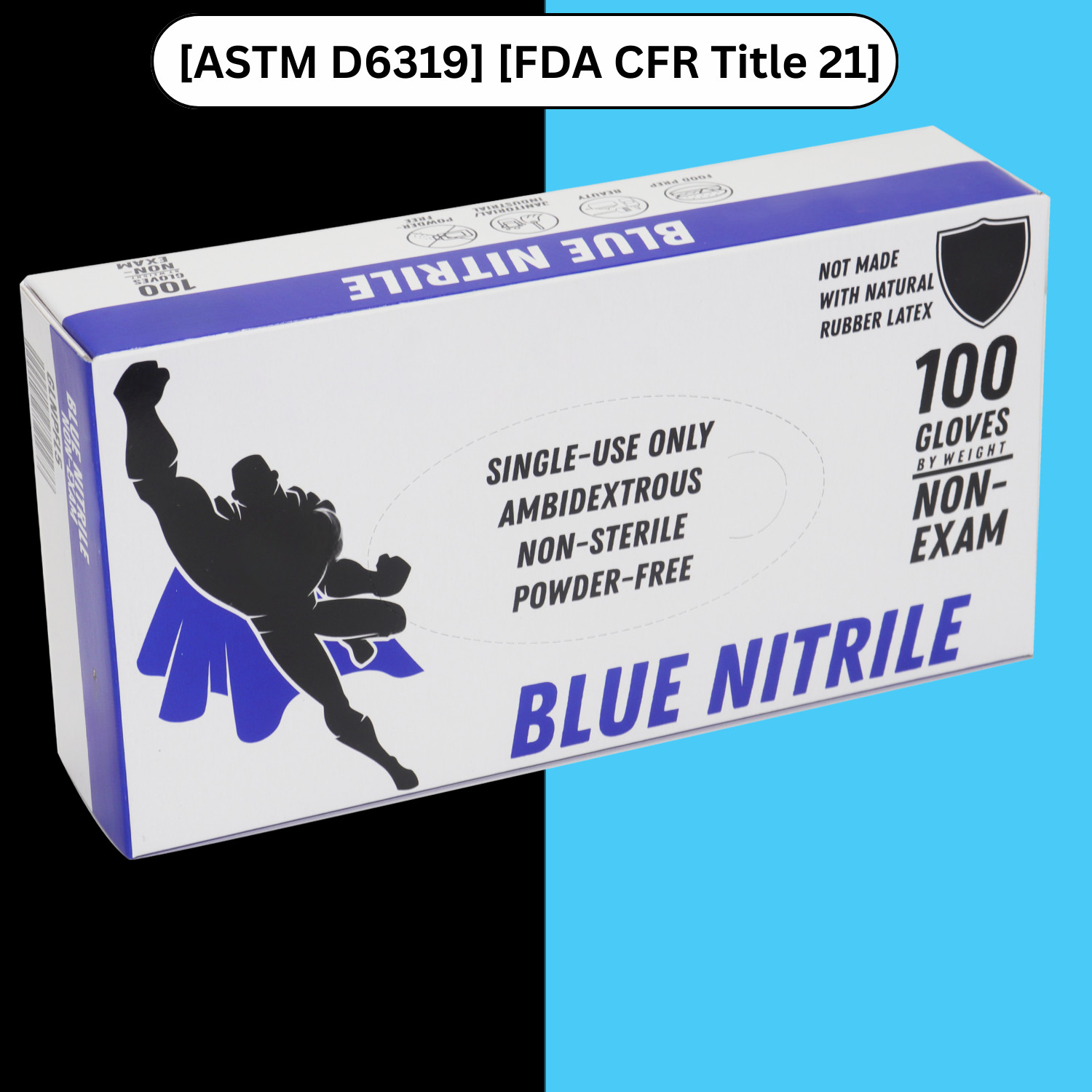 2000 Gloves Blue Industrial Nitrile Gloves Powder Free 5 Mil 2XL