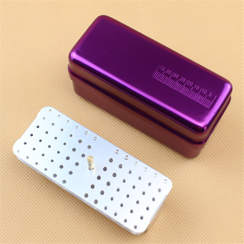 1pc 72 Hole Aluminum Dental Box Autoclave Sterilizer Burs Endo File Holder qqaz