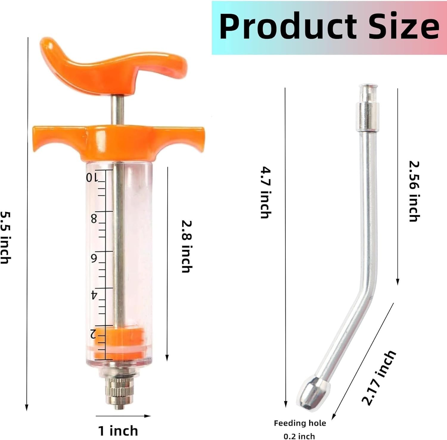 Compatible with Livestock Reusable Adjustable Animal Drench Nozzle 10ml