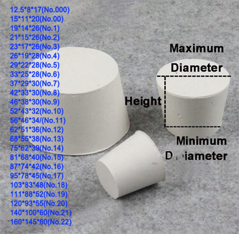 Rubber Stopper Bottle Tapered Hole Bung Laboratory Solid Test Tube Sealing Plugs