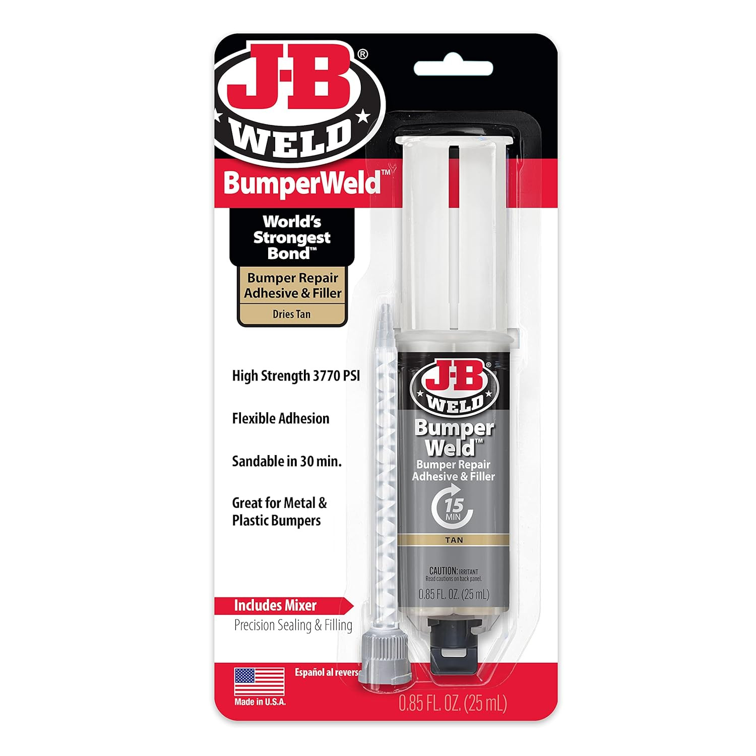 Bumperweld, Tan, Bumper Repair, Syringe W/Static Mixer