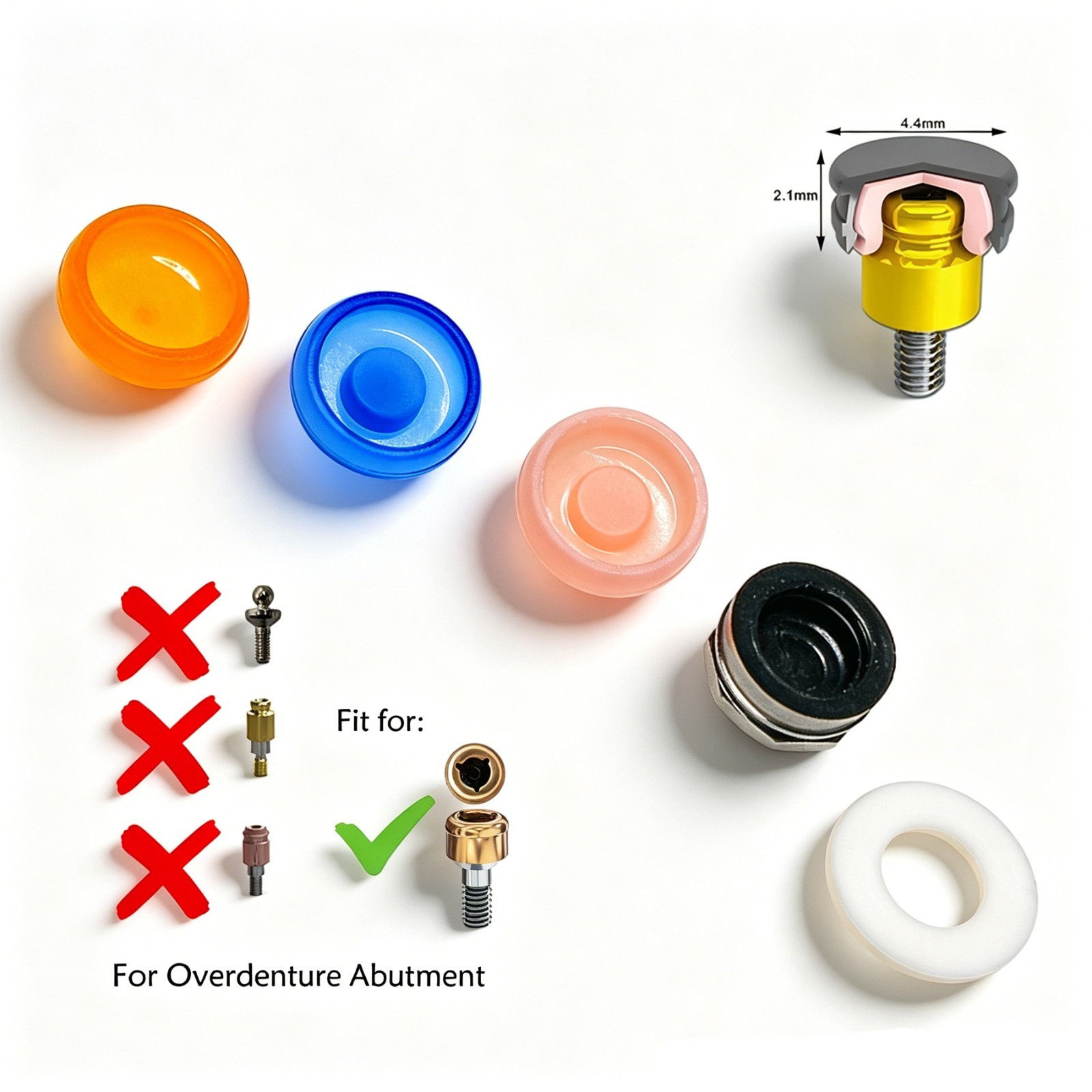 2Set Dental Standard Male Processing Set Zest Locator Overdenture Retention Caps
