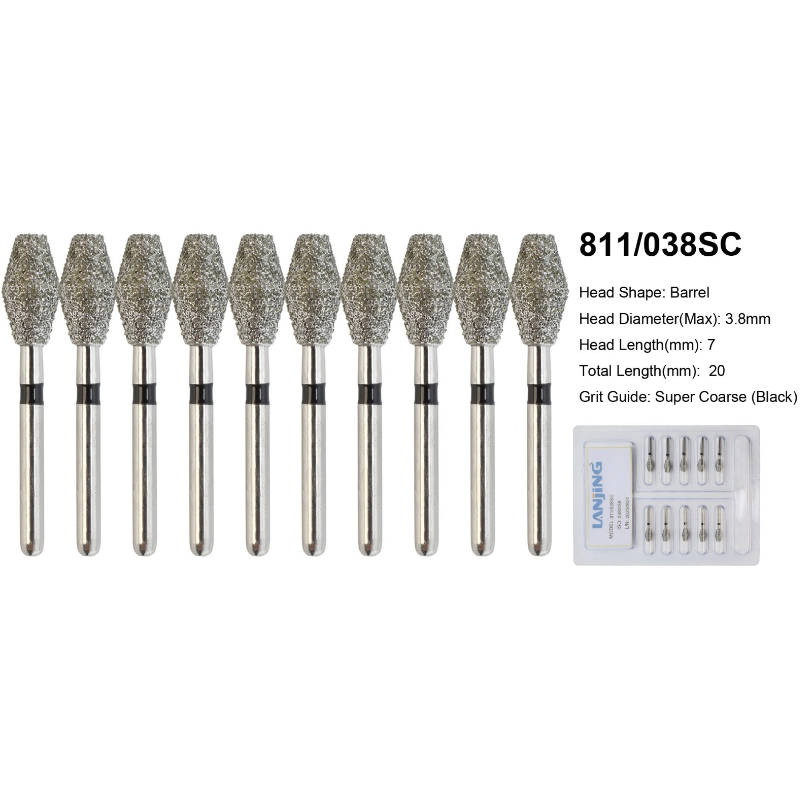 Barrel Bur Dental Diamond Bur Barrel 811 Super Coarse Friction Grip FG Multi-Use