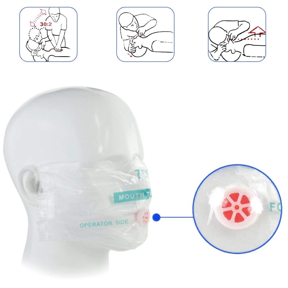AOUTACC 50pcs CPR Face Shield Mask, Keychain Mask Disposable Emergency Kit CPR F