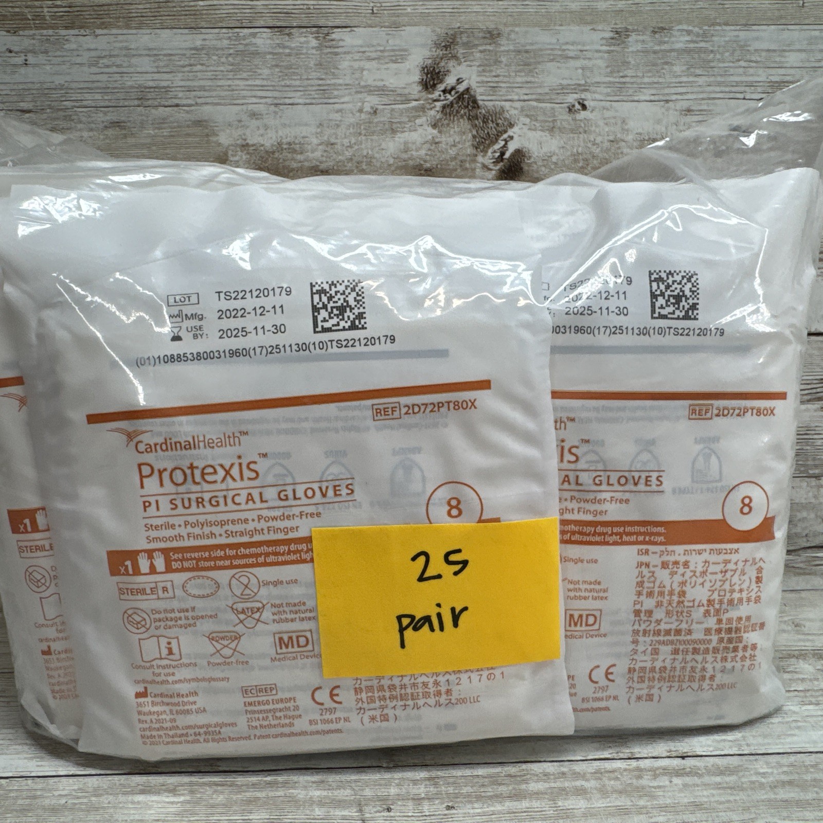Protexis PI Surgical Gloves Cardinal Health Sterile *25 Pair* Size: 8 Exp: 11/25