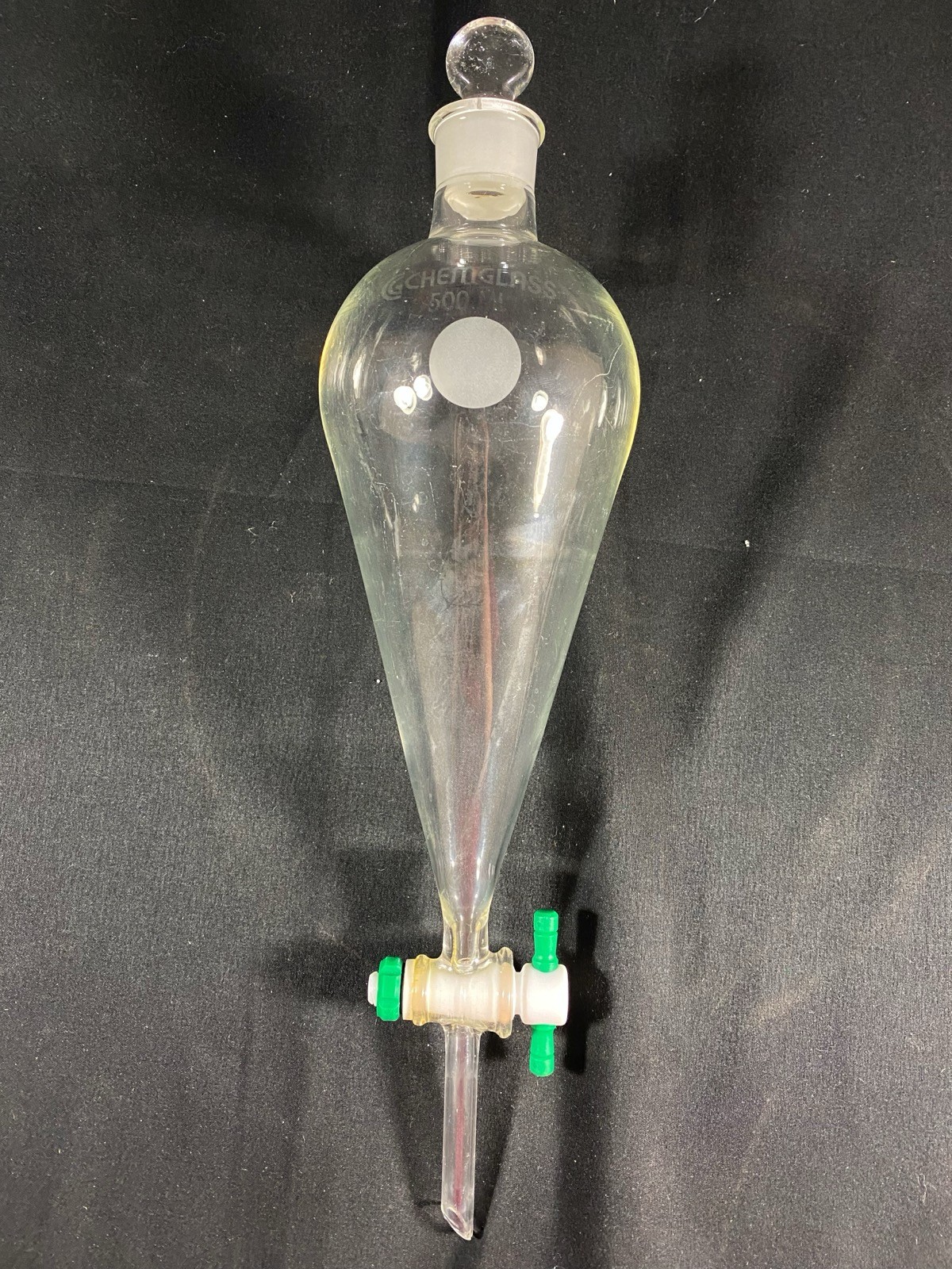 CHEMGLASS 500mL Squibb Separatory Funnel w/ Stopcock #27 Neck CG-1742-05