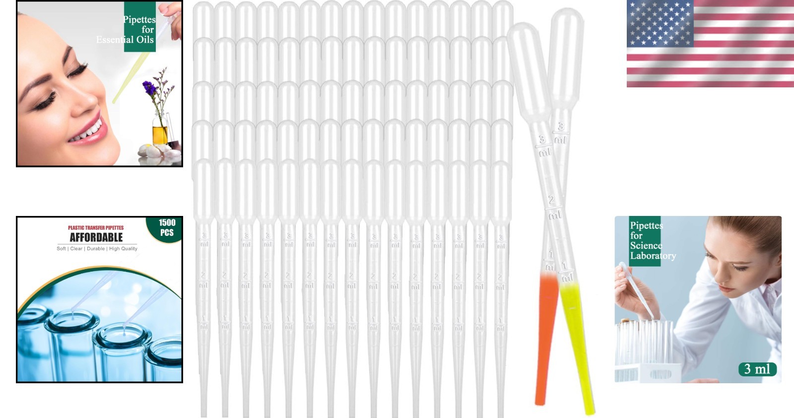 1500pk 3mL Plastic Pipettes – Lab Science, Essential Oil