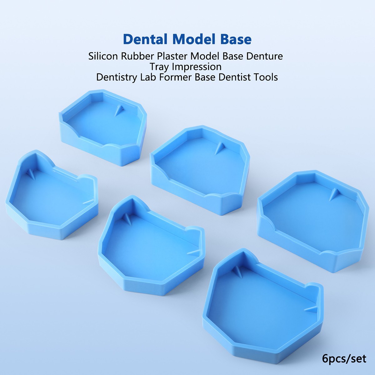 6pcs AZDENT Dental Lab Model Base Former Molds for Stone Tray Loading S, M, L