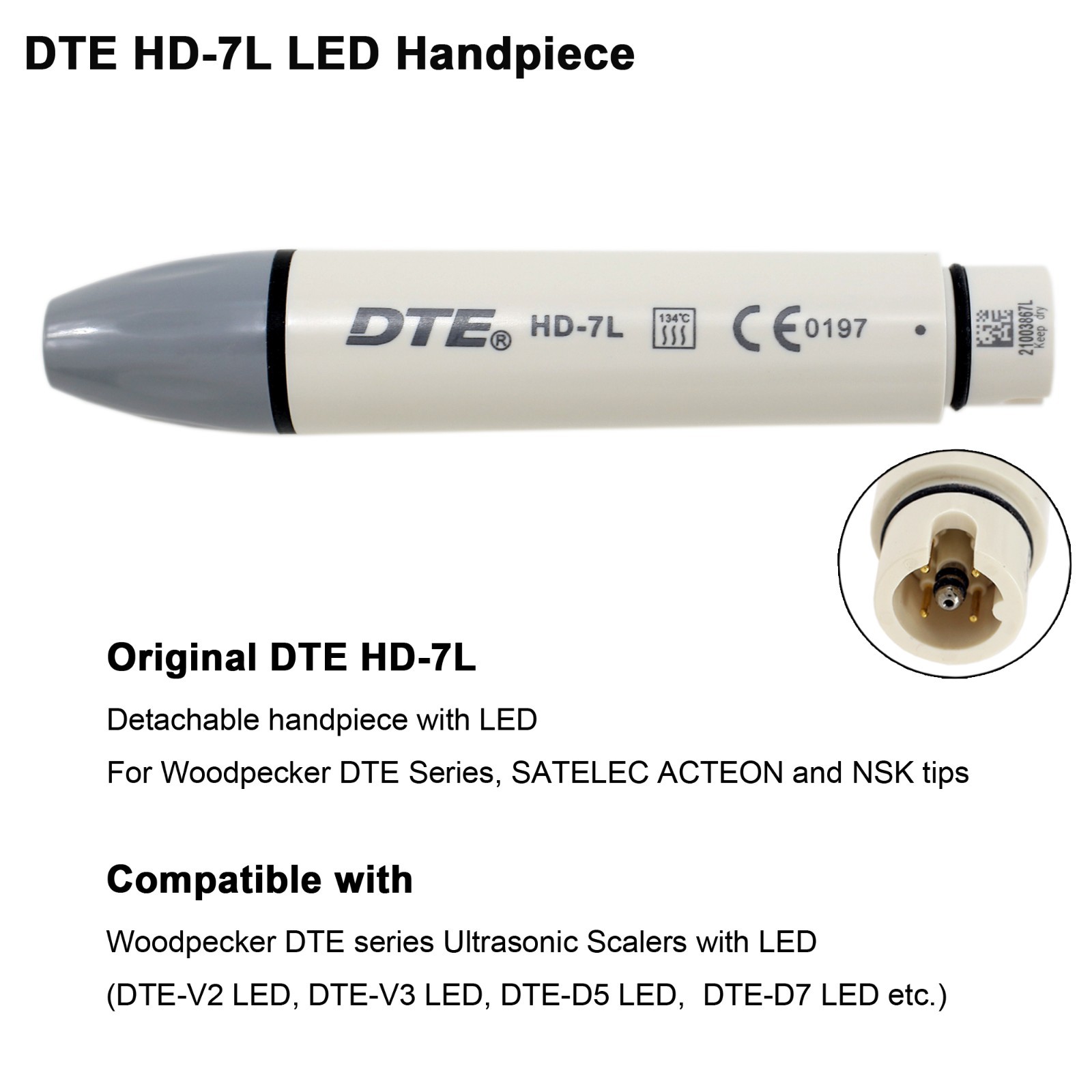 Woodpecker DTE Dental Ultrasonic Scaler LED HD-7L Handpiece ACTEON Piezo Tips H3