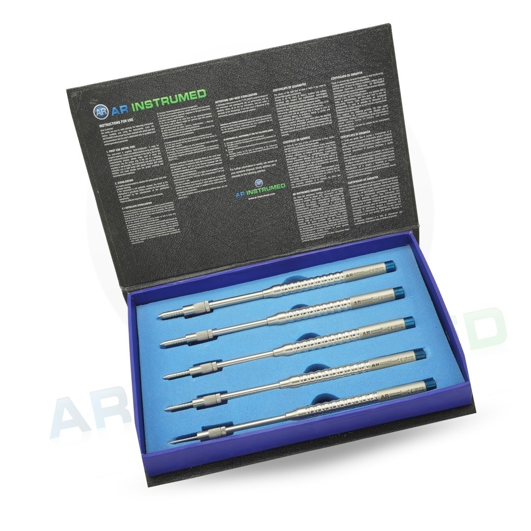 AR 5 Pcs Convex Bone Spreading Osteotomes Straight Dental Implant Set German