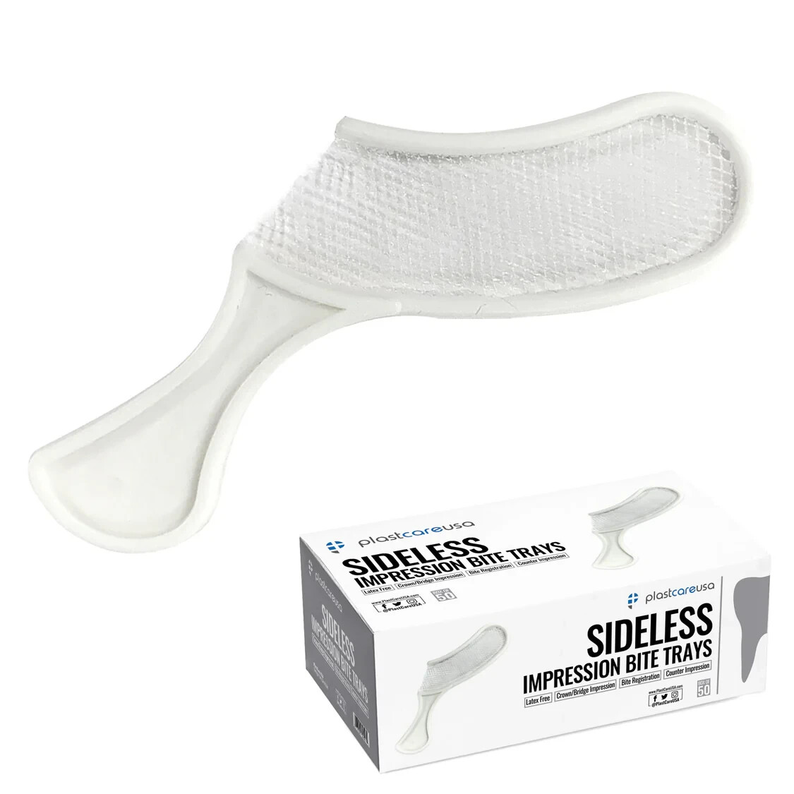 350 (10 Boxes) Dental Sideless Bite Impression Triple Trays by PlastCare USA