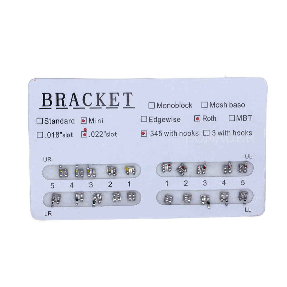 10 Sets Dental Metal Bracket Roth 0.022 with 345 Hooks, 20pcs/Set
