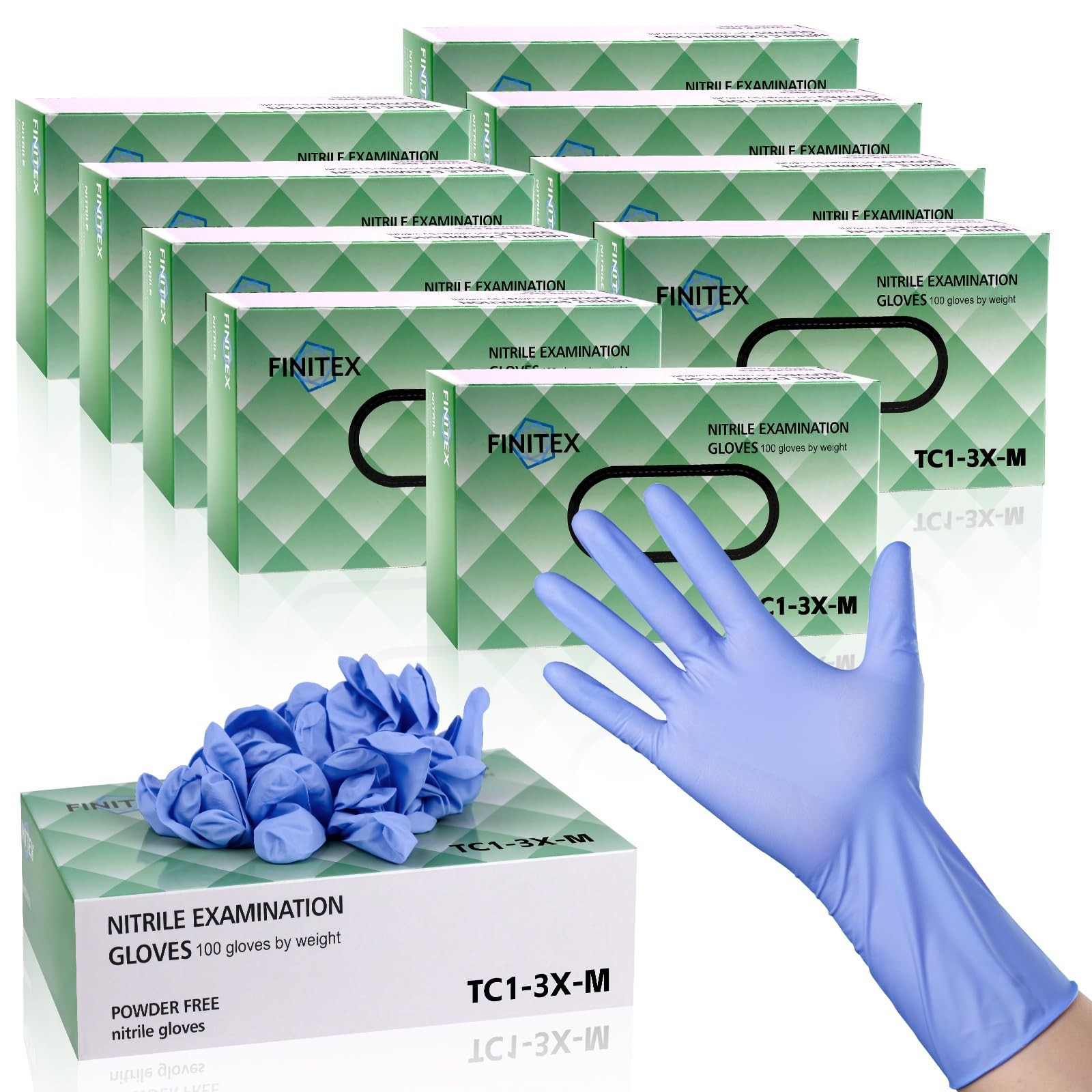 Nitrile Disposable Exam Gloves – Ice Blue 3.2 mil -free Latex-Free 1000 PCS E…