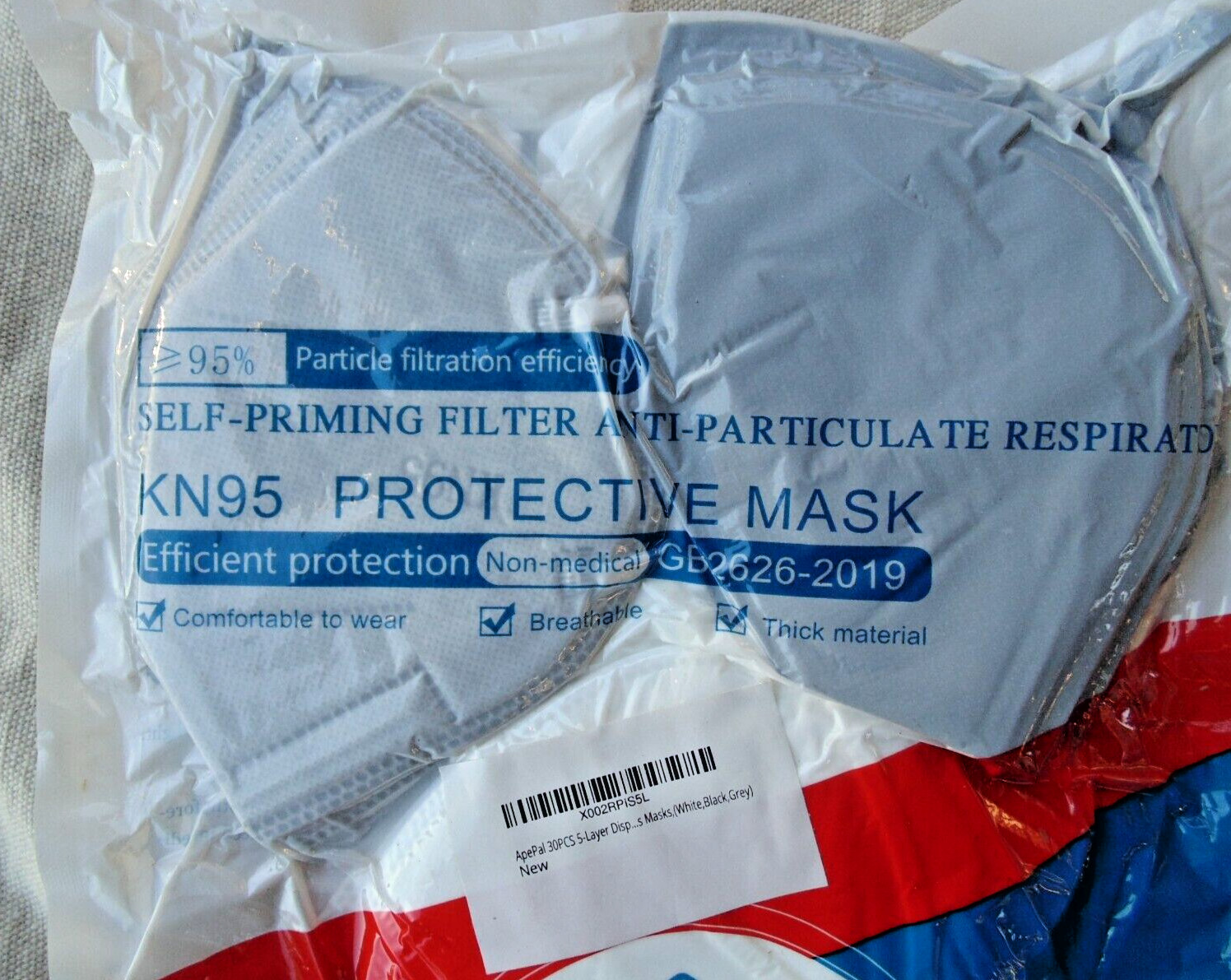 30 PCS KN95 Protective 5 Layers Face Mask Disposable Respirator 95% Efficiency ✅