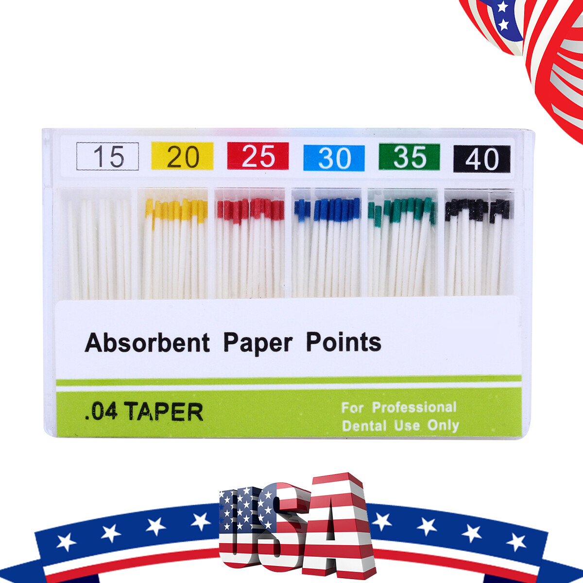100pcs Dental Endo Absorbent Paper Points Taper 0.04 15-40#Endodontic Root Canal