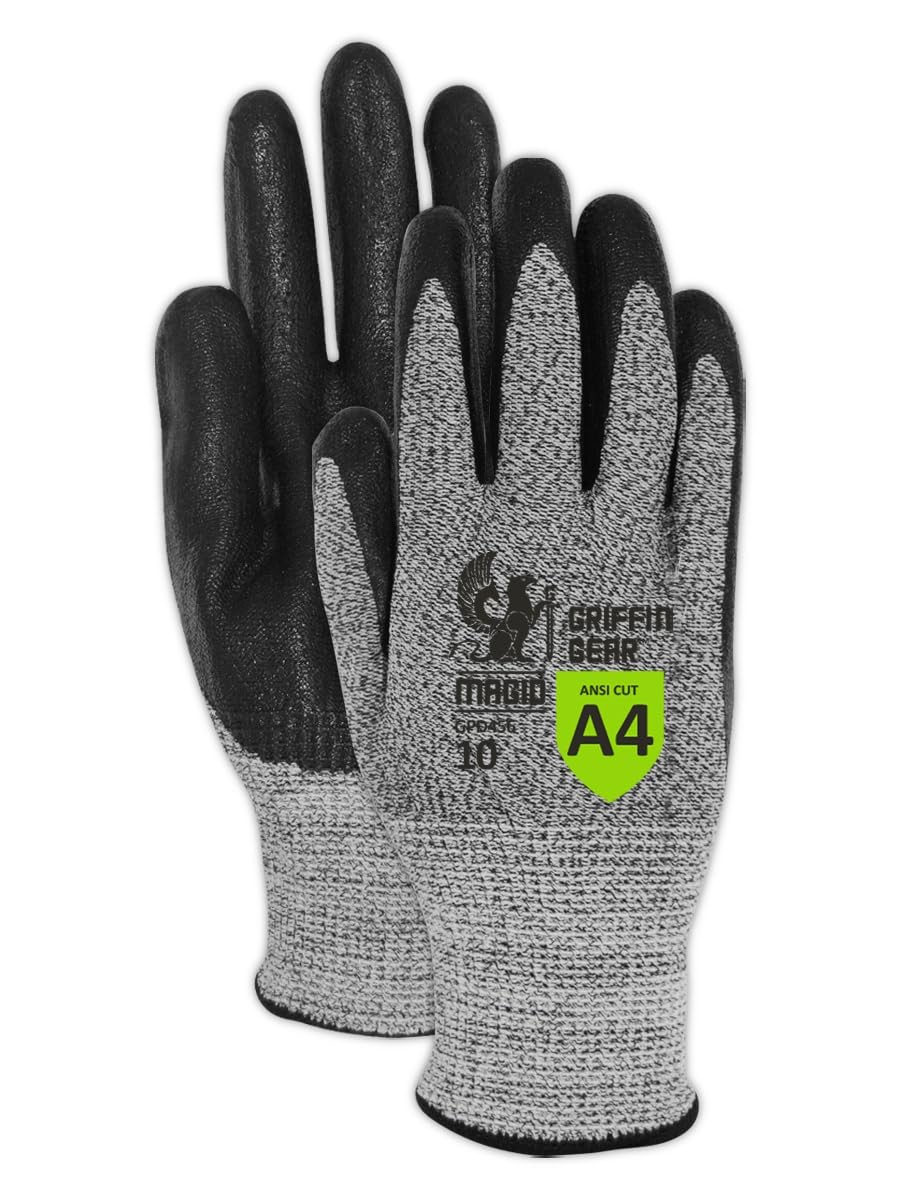 Magid Griffin Gear Ansi A4 Liquid Repellent Nitrile Work Gloves 12 Pairs Size