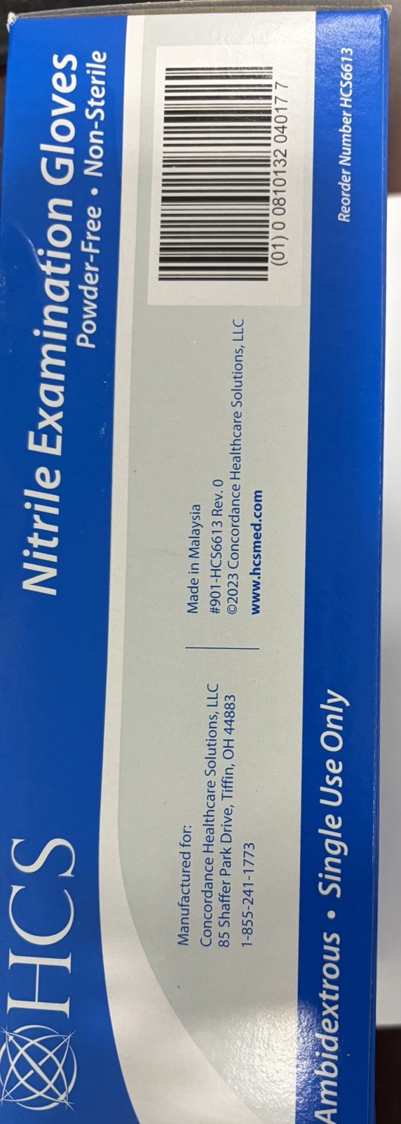 HCS Preferred Touch Nitrile Exam Gloves Powder-Free XL HCS6613 Exp 2027
