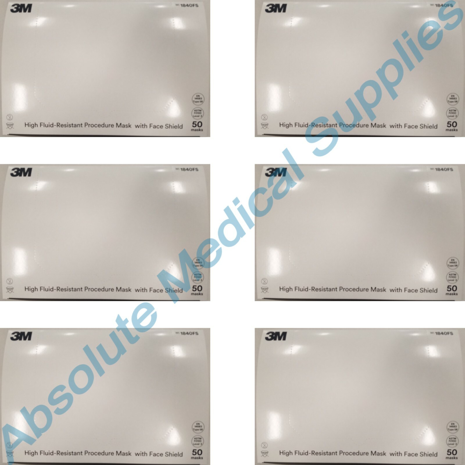 *300-Pieces* 3M High Fluid-Resistant Procedure Earloops Face Shield Mask 1840FS