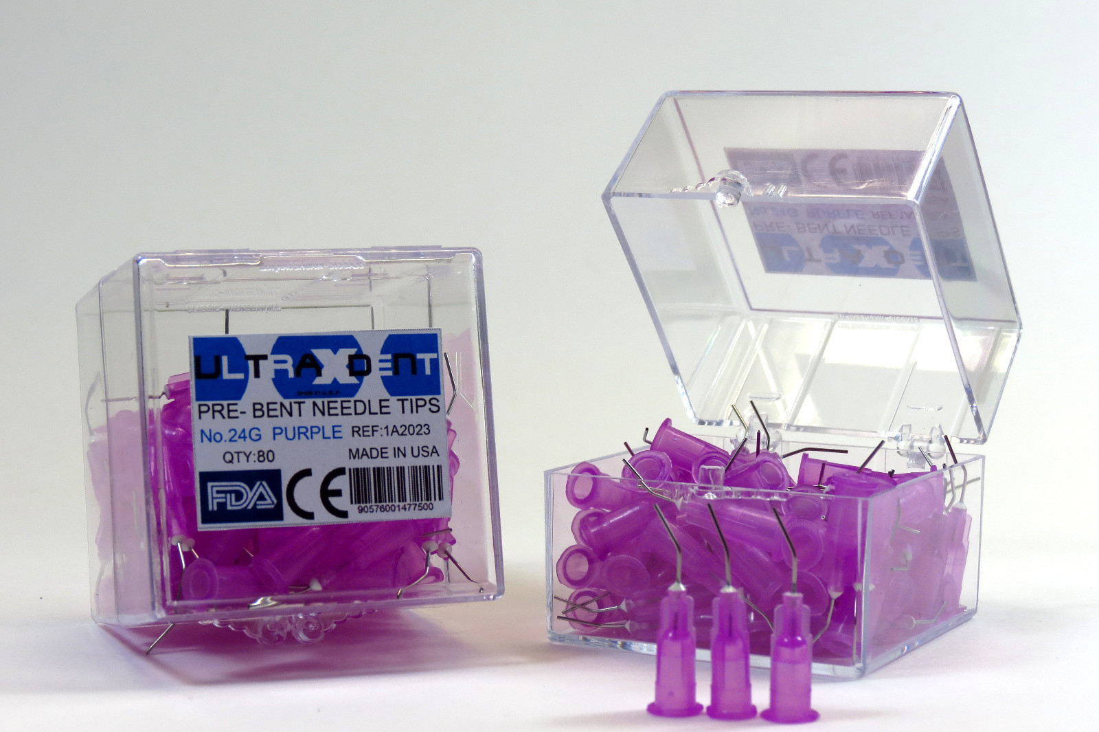 Dental Needle Tips 24g Gauge Purple Pre-Bent Set /160 Pcs Kit Box ULTRAXDENT USA