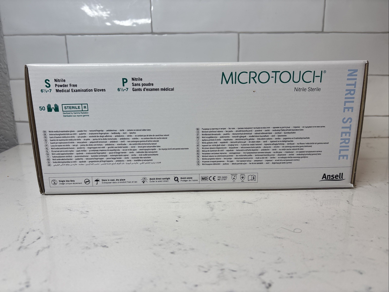 Ansell 6034151 Micro-Touch Small Nitrile Sterile Gloves Box of 50 Pair