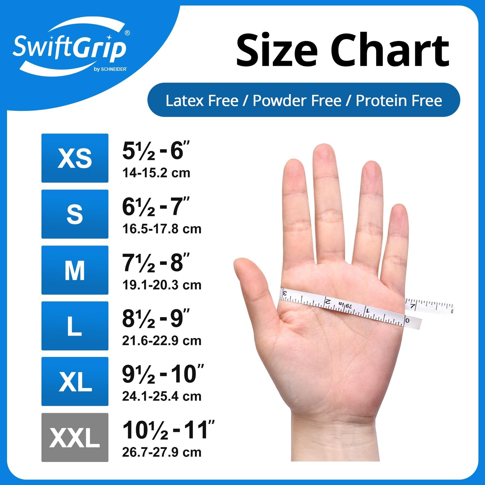 SwiftGrip Disposable Nitrile Exam Gloves, Blue, X~Small, 100~ct