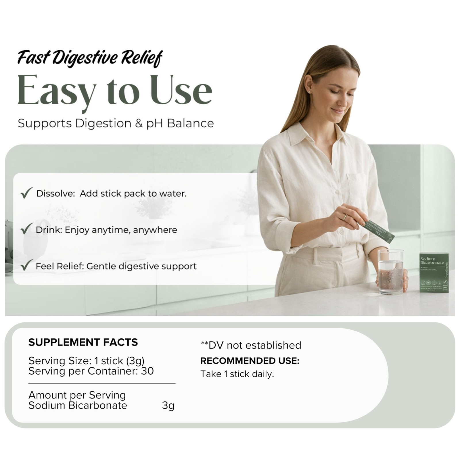 DLS Sodium Bicarbonate Supplement – Pure Organic Powder 1 Count (Pack of 1)
