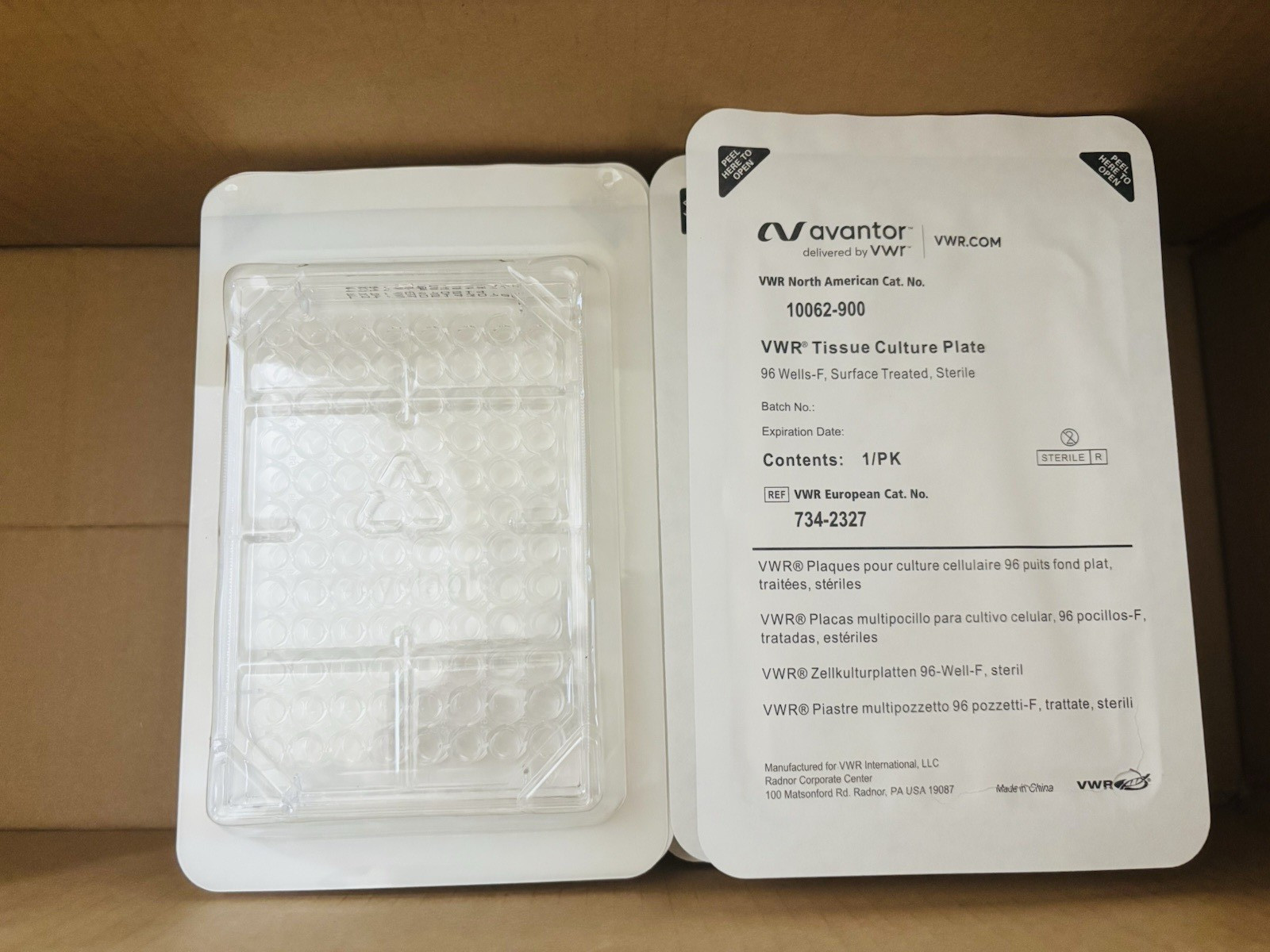 VWR 10062-900 Tissue Culture Plate 96-Wells-F Sterile 10/PK, Exp 20270514
