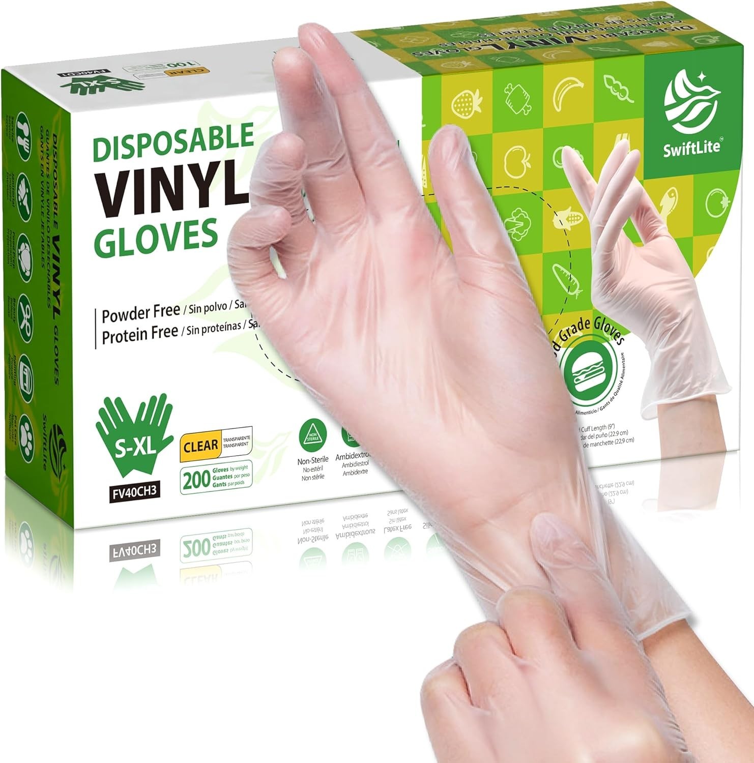 Versatile Vinyl Gloves for Kitchen and Cleaning – 200 Pack, Latex-Free Safety