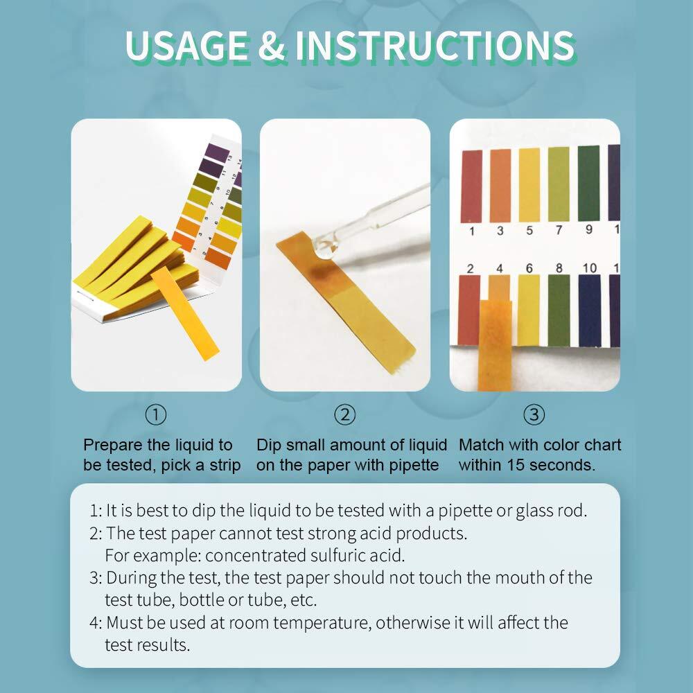 320PCS pH Indicator Test Strips 1-14 Laboratory Paper Litmus Tester Urine Saliva