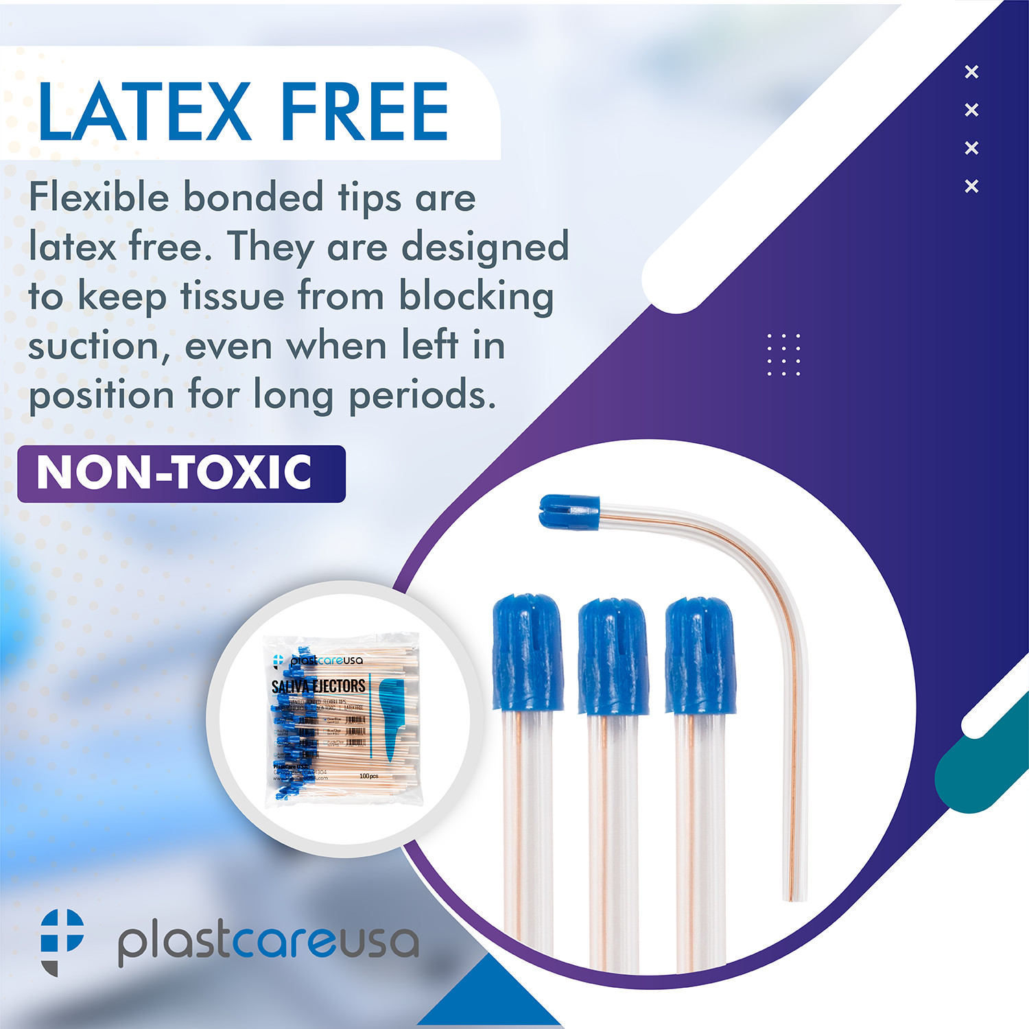 2000 (20 Bags) Saliva Ejectors Ejector CLEAR/BLUE Dental Suction Tips Disposable
