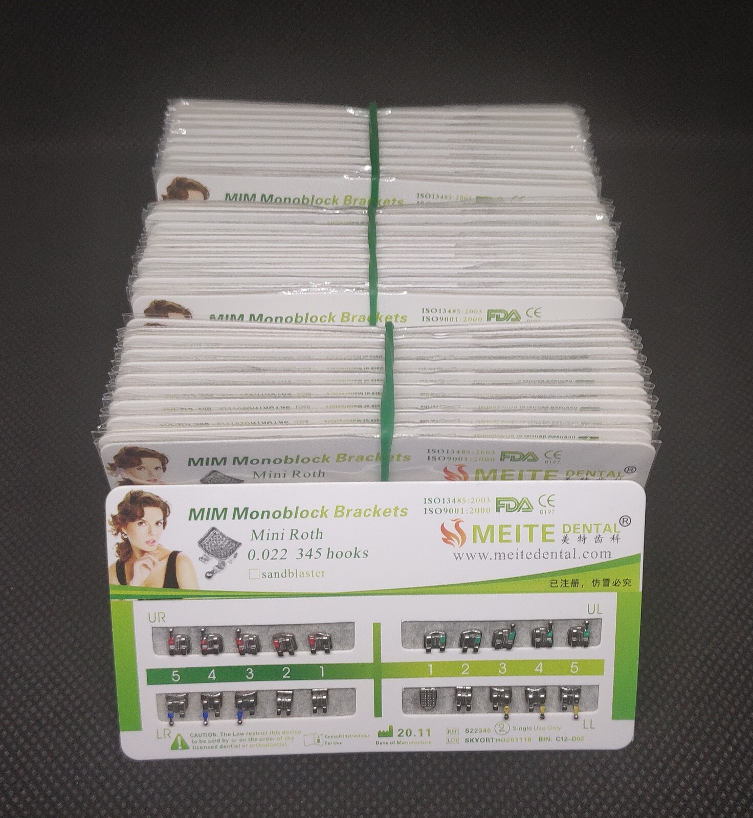 100Set Dental Orthodontics Metal Brackets Monoblock Mini Roth 022 Slot 345 hooks